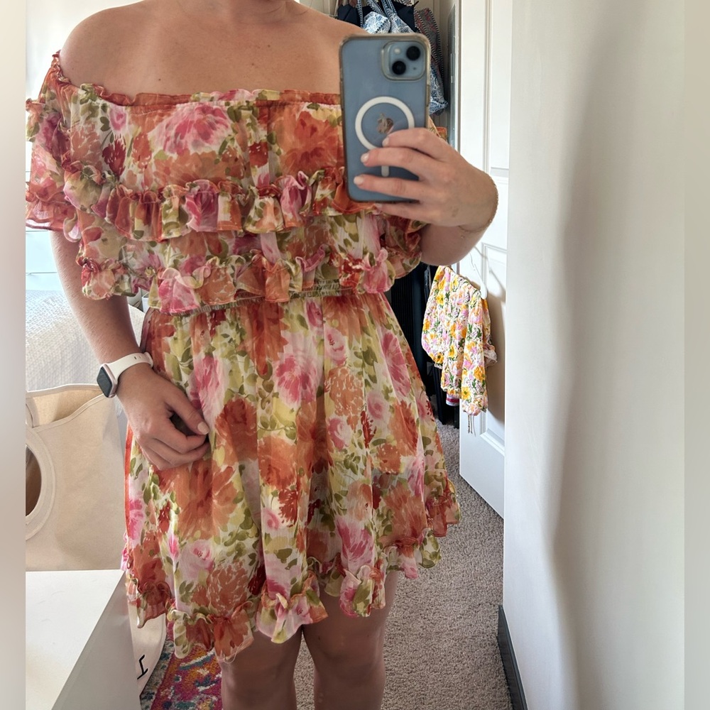 Floral Ruffle Mini Dress - Picture 2 of 5